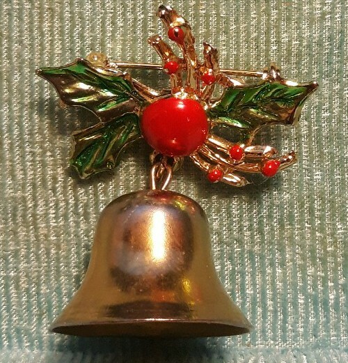 Vintage Christmas Bell Pin Brooch