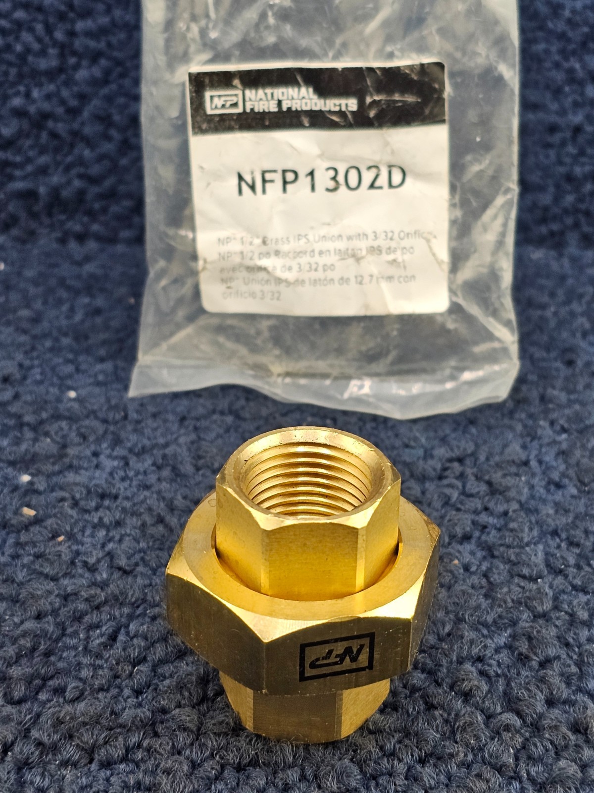 National Fire Products NFP1302D: 1/2 in. Brass Union with 3/32 Orifice
