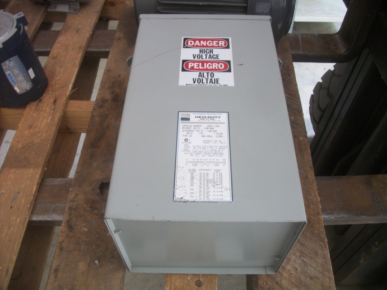 EGS HEVI-DUTY 7.5KVA 1PH TRANSFORMER HS5F7.5AS HV 240X480 LV 120/240