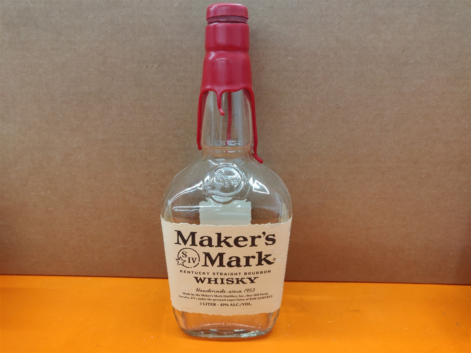 ⭐️⭐️⭐️⭐️⭐️ Empty 1L Maker's Mark Whisky Glass Bottle For Craft/Decor/Upcycle