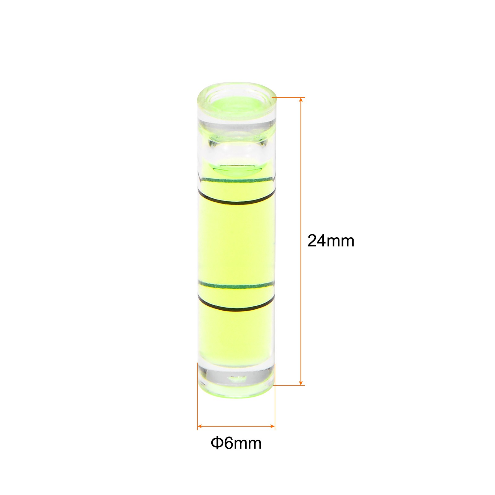 10Pcs, Small Cylindrical Bubble Level Vials 6x24mm Levels Measuring Tools