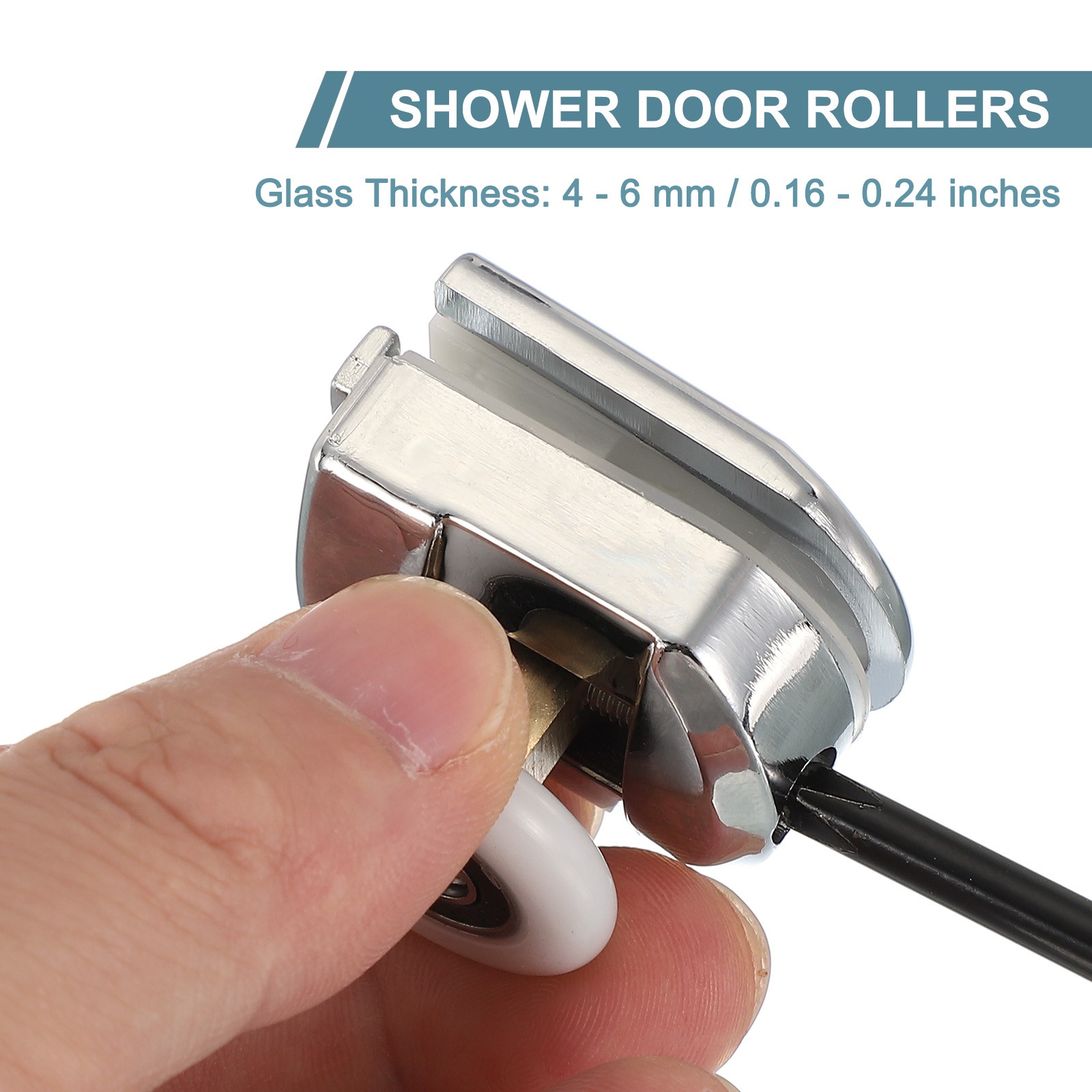 2Pcs 25mm Single Shower Door Rollers Copper Top Wheels Pulleys Guide Silver