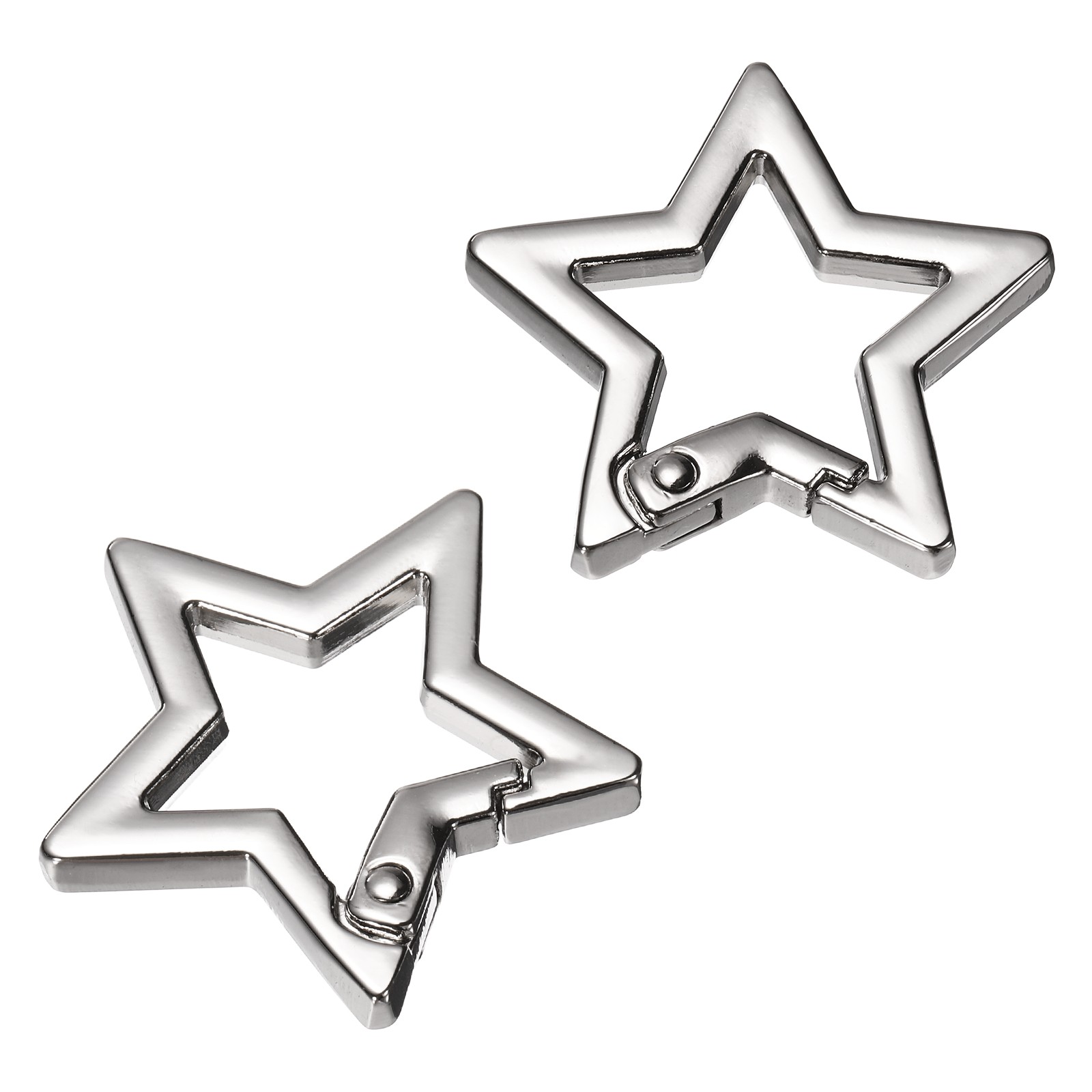 2Pcs Star Carabiners Keychain 1.3 x 1.3 x 0.16", Silver