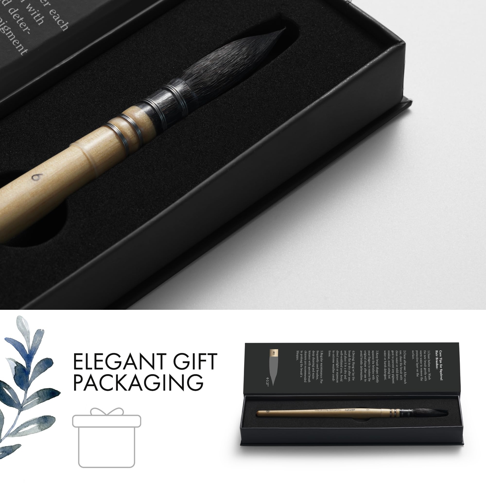 ARTIFY Professional Natural Squirrel Hair Quill Watercolor Brushes | Mop Roun...