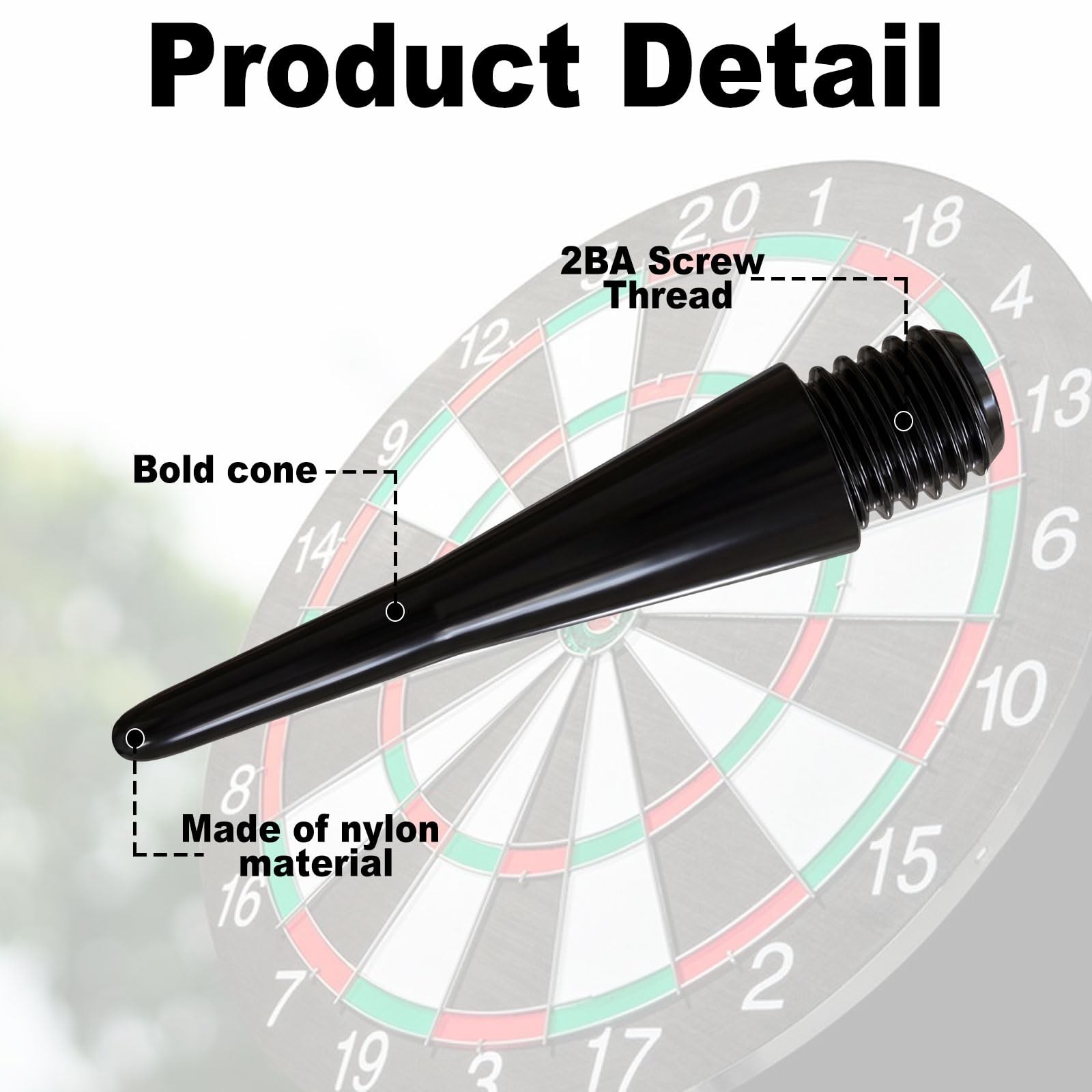 linbenanono 200 Pack 2BA Thread Soft Dart Tips - Premium Plastic Black
