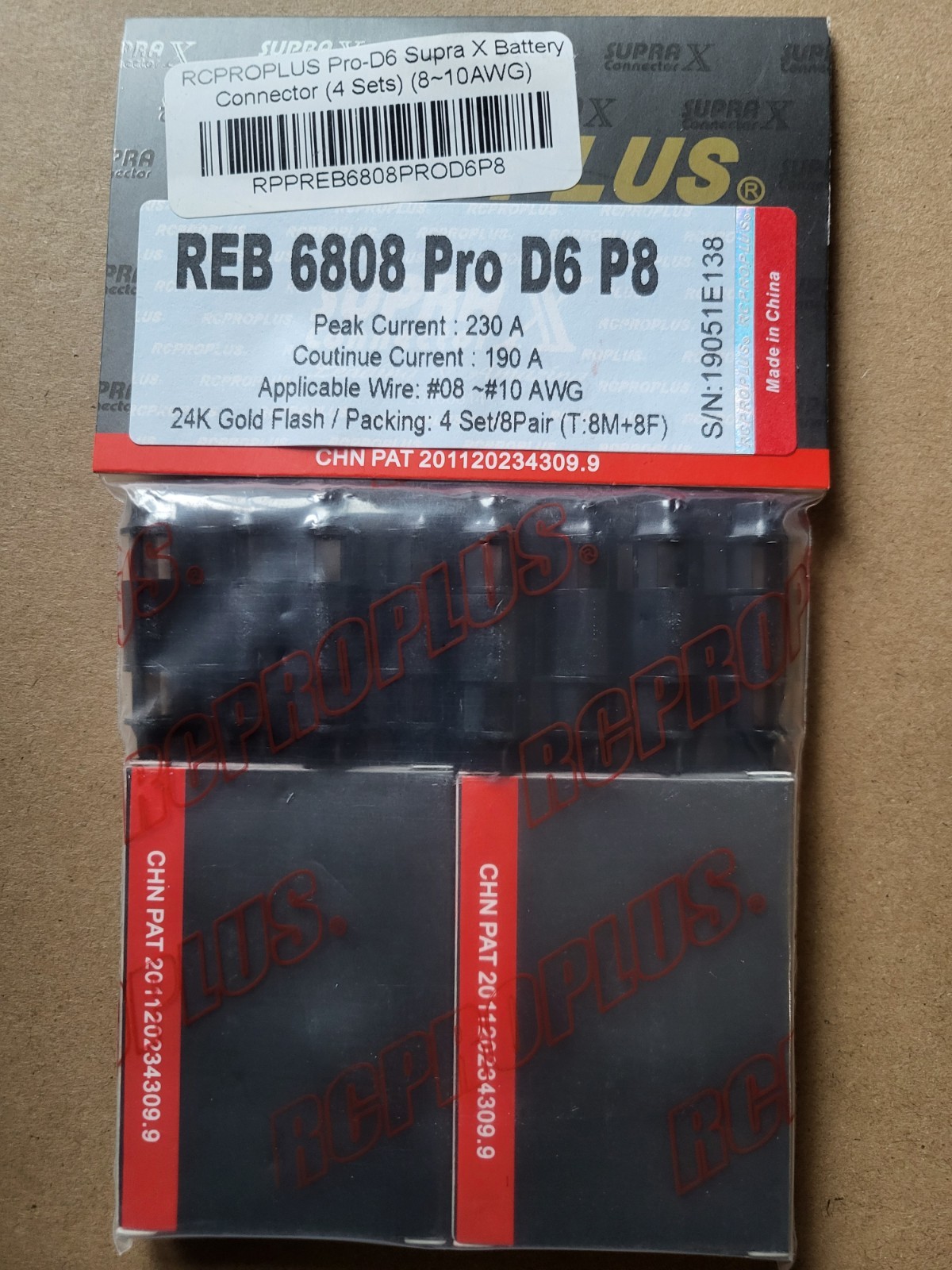 Rcproplus Supra X Connectors Reb6808 Pro D6 P8 08-10 Awg 230a