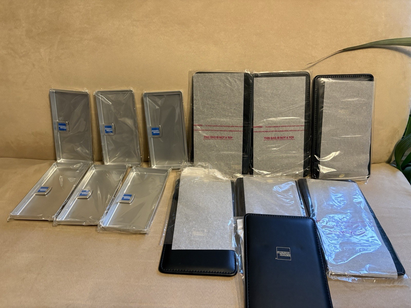 7 New American Express Credit Card Bill Check Holder Faux Leather + 6 Trays