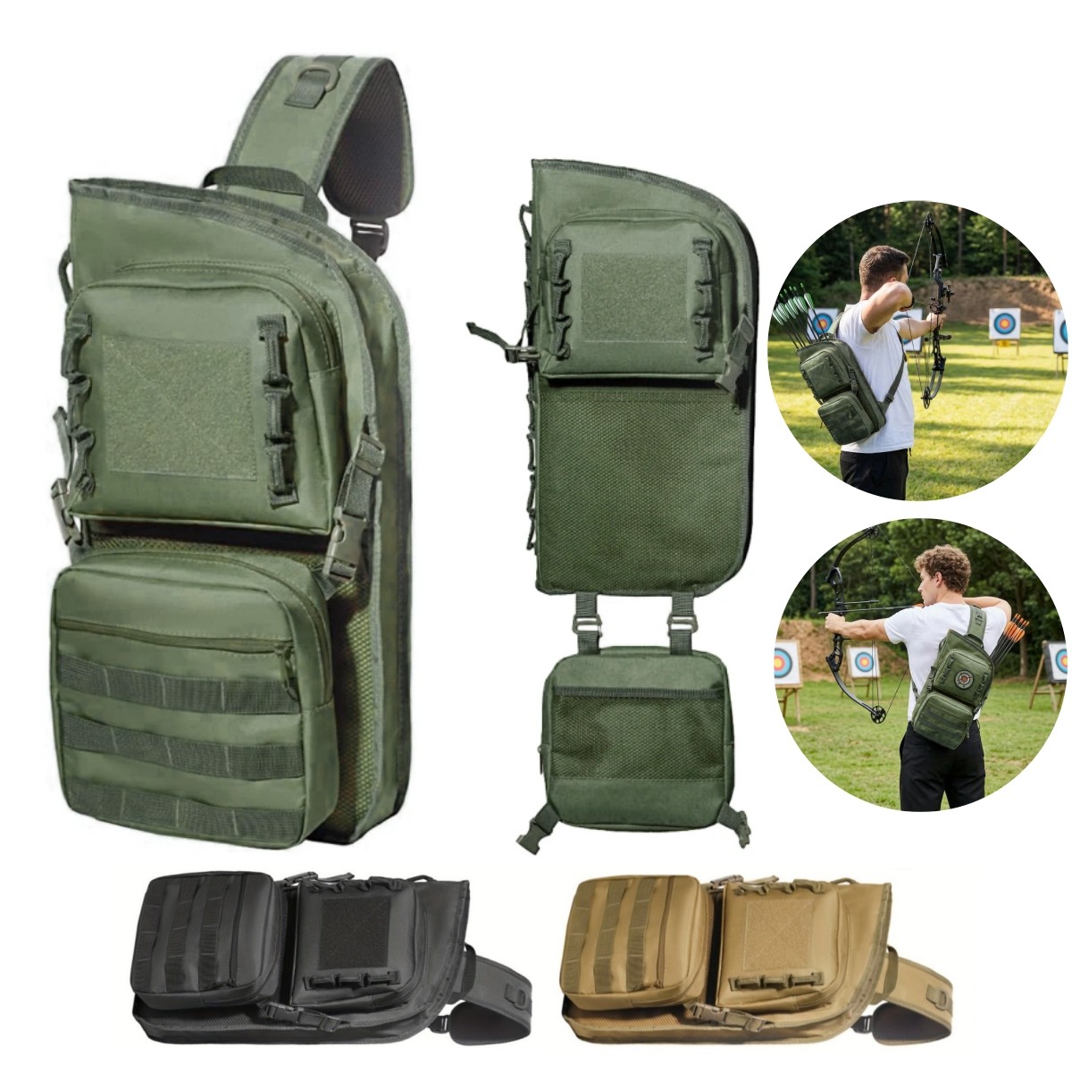 Archery Back Arrow Quiver Dual Side Carry Extendable Hunting Practice Bag