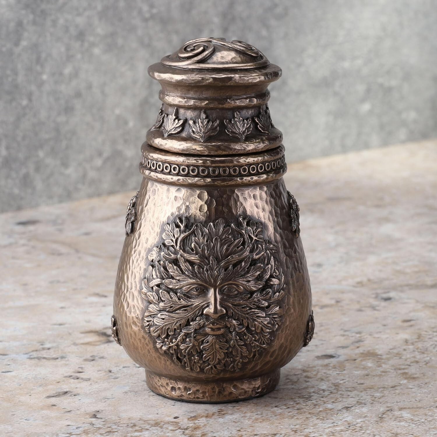 4 3/8 Inch Greenman Apothecary Altar Jar Cold Cast Resin Antique Bronze Finish