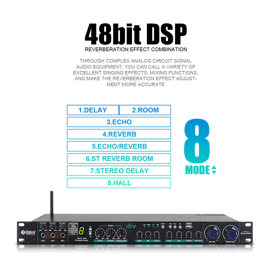New 110V 220V DSP Professional Audio Digital Processor KTV Karaoke Effect System