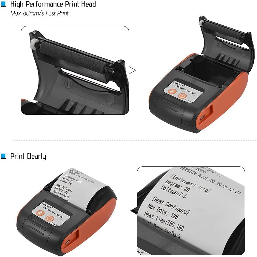 Portable Thermal Printer Handheld 58mm Receipt Printer -2 printhers