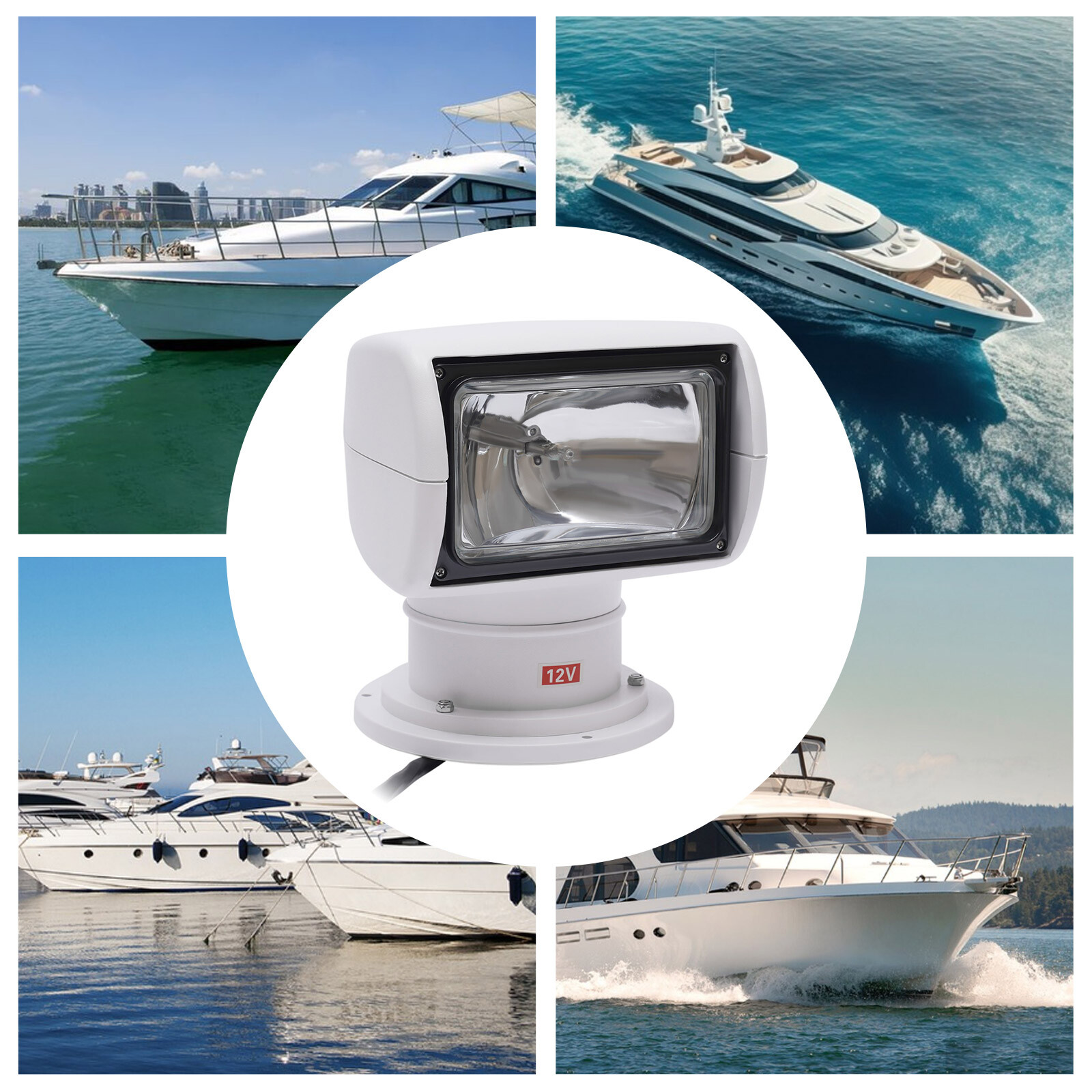 Remote Control Spot Light,12V 100W Marine Spotlight,Boat Search Light