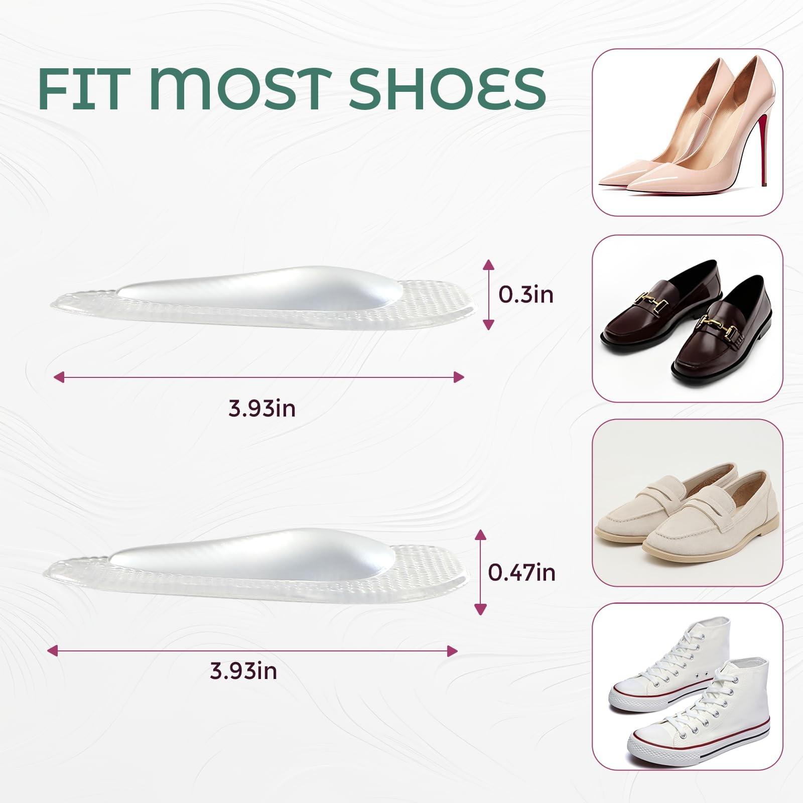 Arch Support Inserts Flat Feet - 8-Pair Gel Arch Support Insoles for Plantar ...