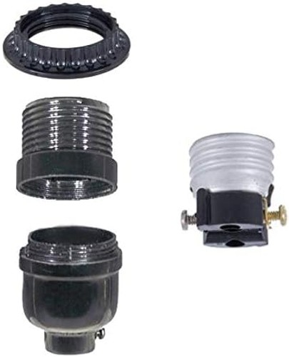 B&P Lamp® Long Keyless Black Plastic Phenolic Socket with Medium Base, Thread...
