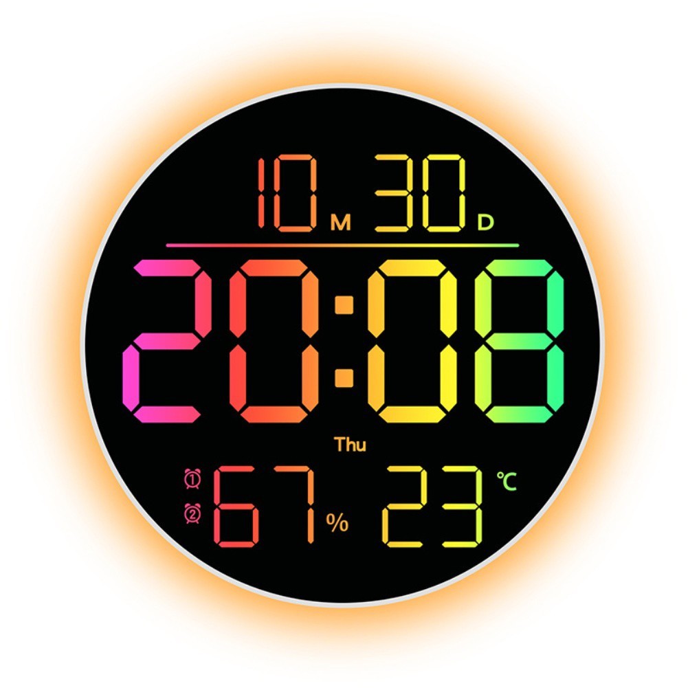 RGB Wall Clock with Remote Control Date Temp Humidity and Timer Function