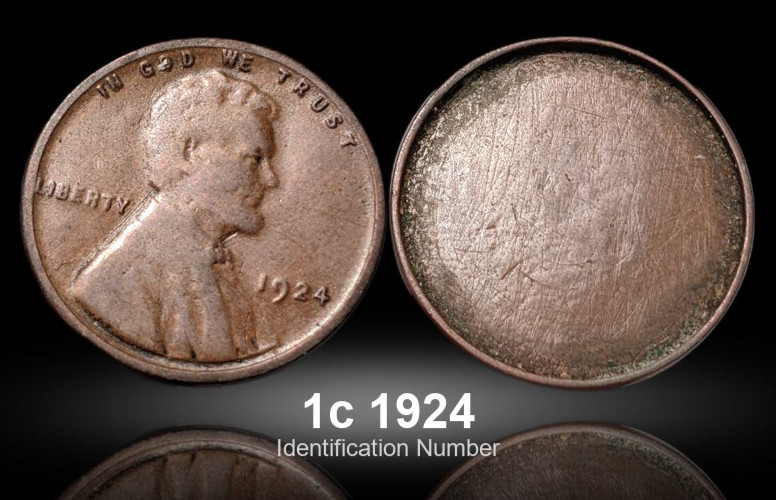 1924 Lincoln Wheat Cent Uniface Hollowed Out
