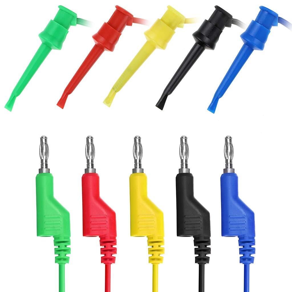 39" Multimeter Test Lead Set,5 PCS Stackable Banana Plug to Test Hook Wire Cable
