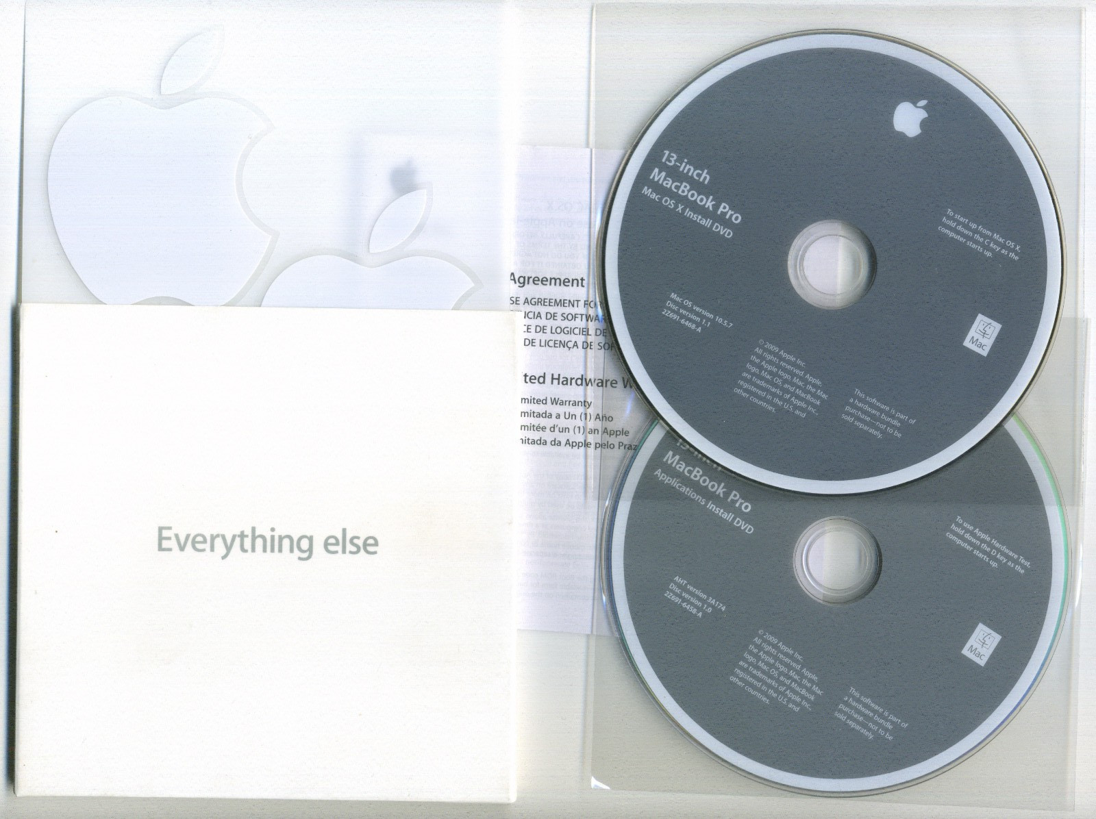 EVERYTHING ELSE Macbook Pro Mac OS X 10.5.7 & Apllications Install DVD & sticker
