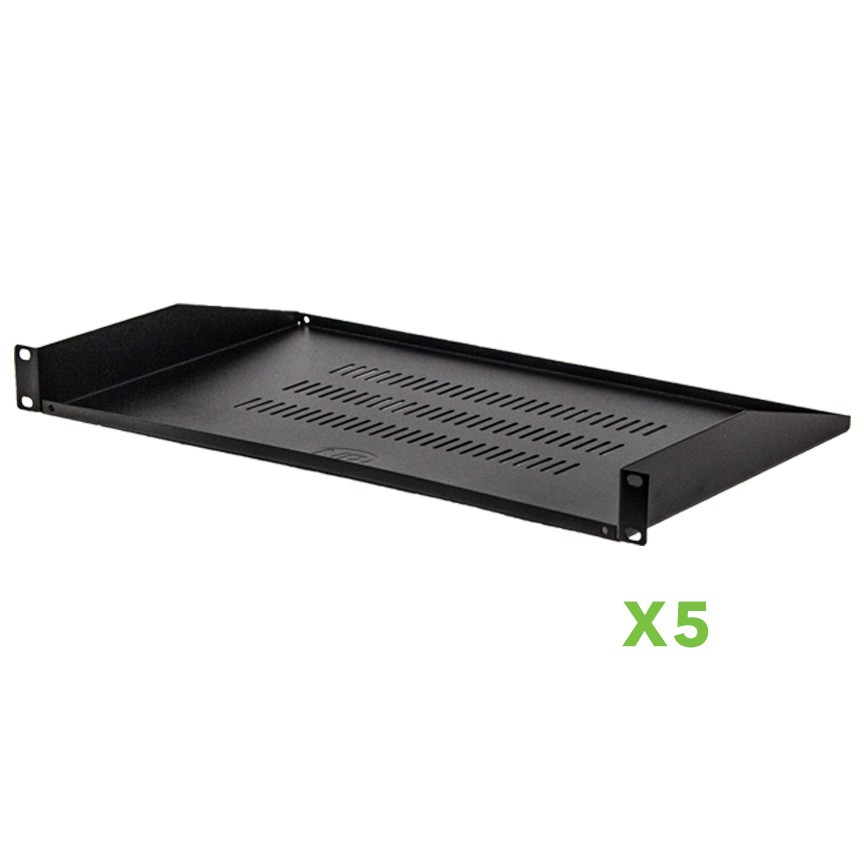 5 pack - Cantilever Server Shelf Vented Rack Mount 19" 1U Black 10.5" 270mm deep