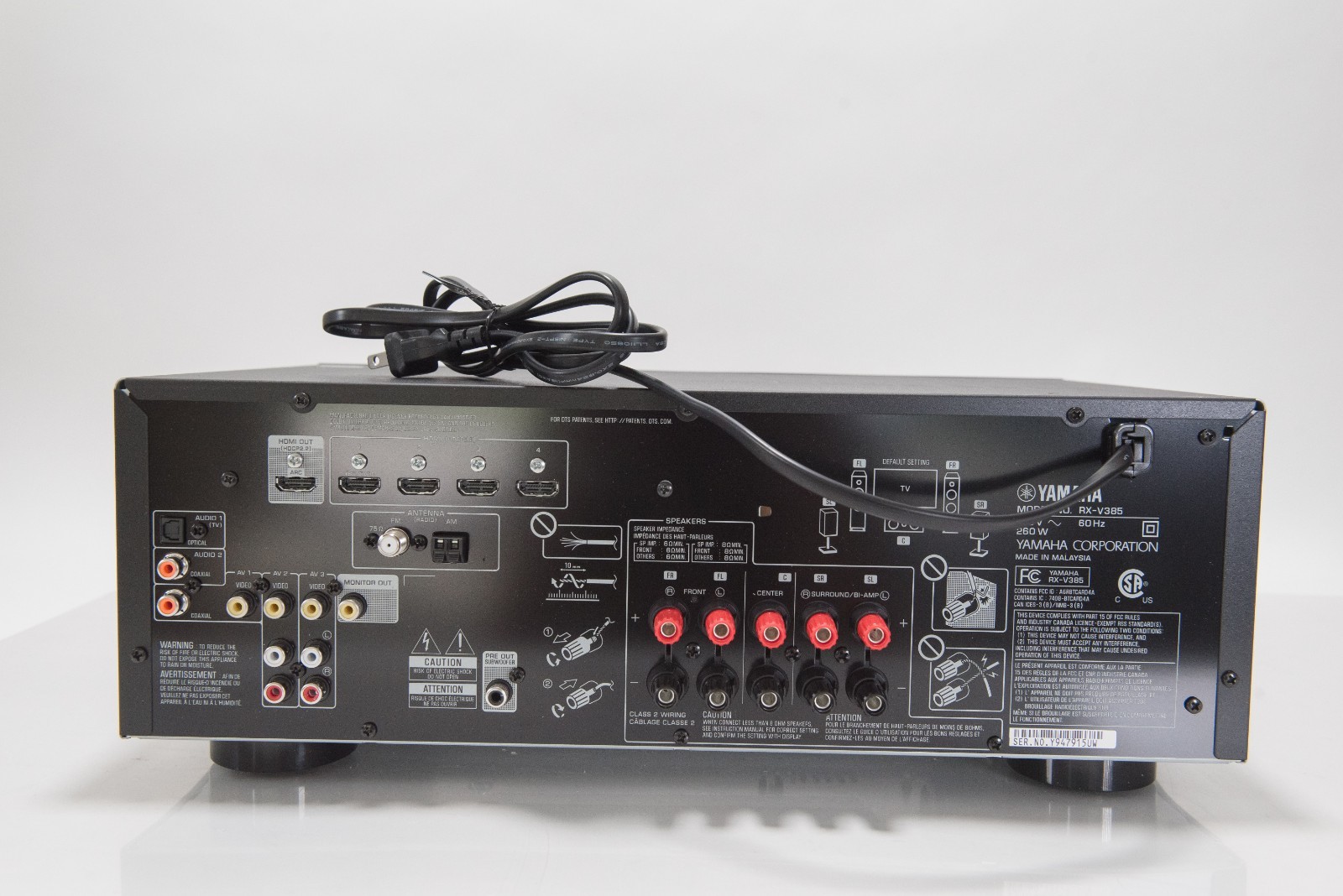 Yamaha RX-V385BL 5.1-Channel 4K AV Receiver with Bluetooth
