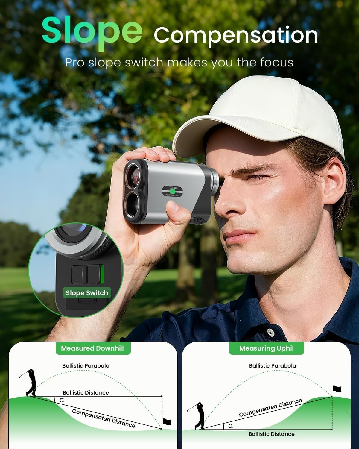 Golf Rangefinder 1200-Yard, 7X with Slope,Flag Pole Locking Vibration