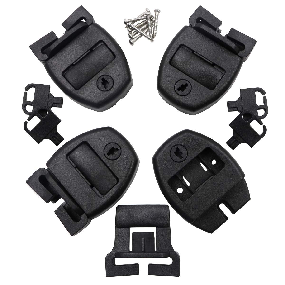 Huouo 4 Set Hot Tub Spa Cover Locks w/Key Pinch Center Release Style 2, Black