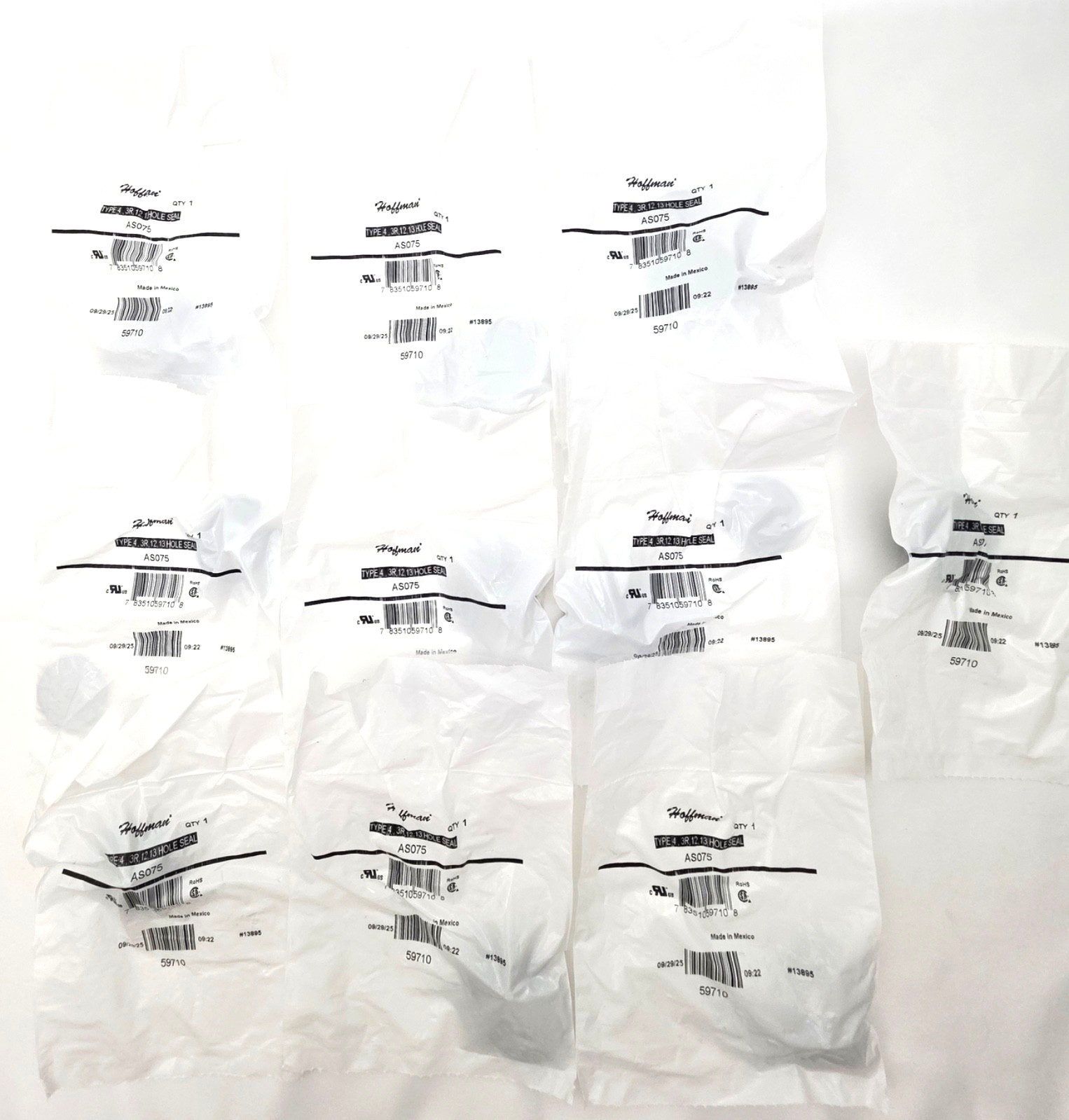 Lot of 10 Hoffman AS-075 3/4" Conduit Hole Seals Steel Gray For N3R Enclosures