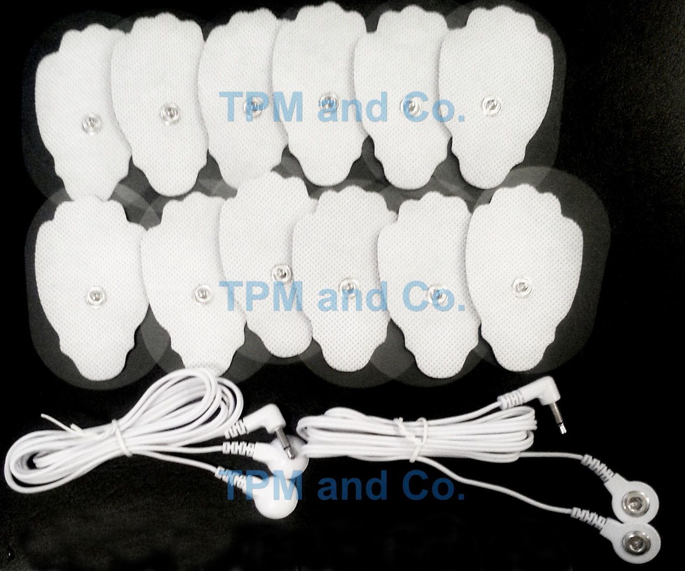 2 ELECTRODE LEAD CABLES(3.5mm Plug)+12 LARGE MASSAGE PADS FOR DIGITAL MASSAGER