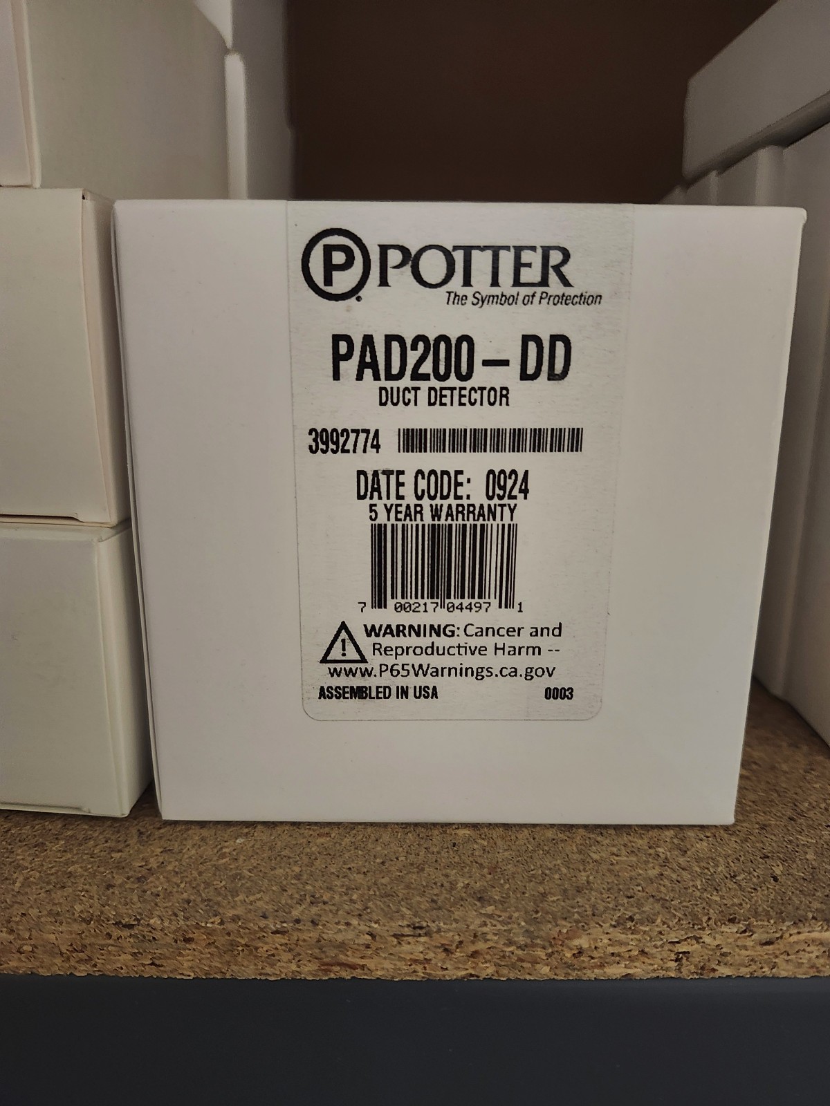 Potter #PAD200-DD, Addressable Smoke Duct Detector Head Only, Photoelectric.