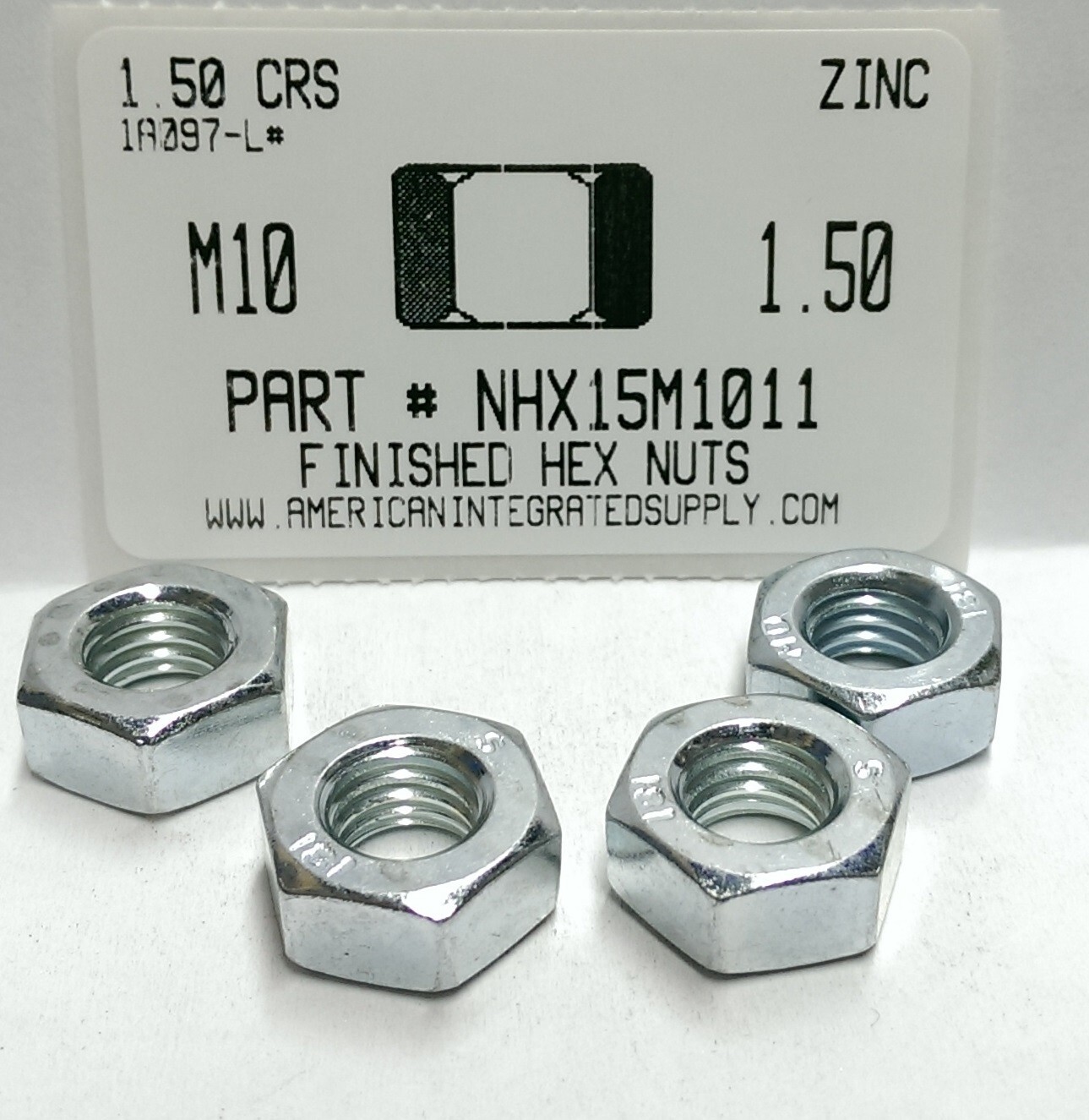 M10-1.50 HEX NUTS CLASS 8 STEEL ZINC PLATED (200)