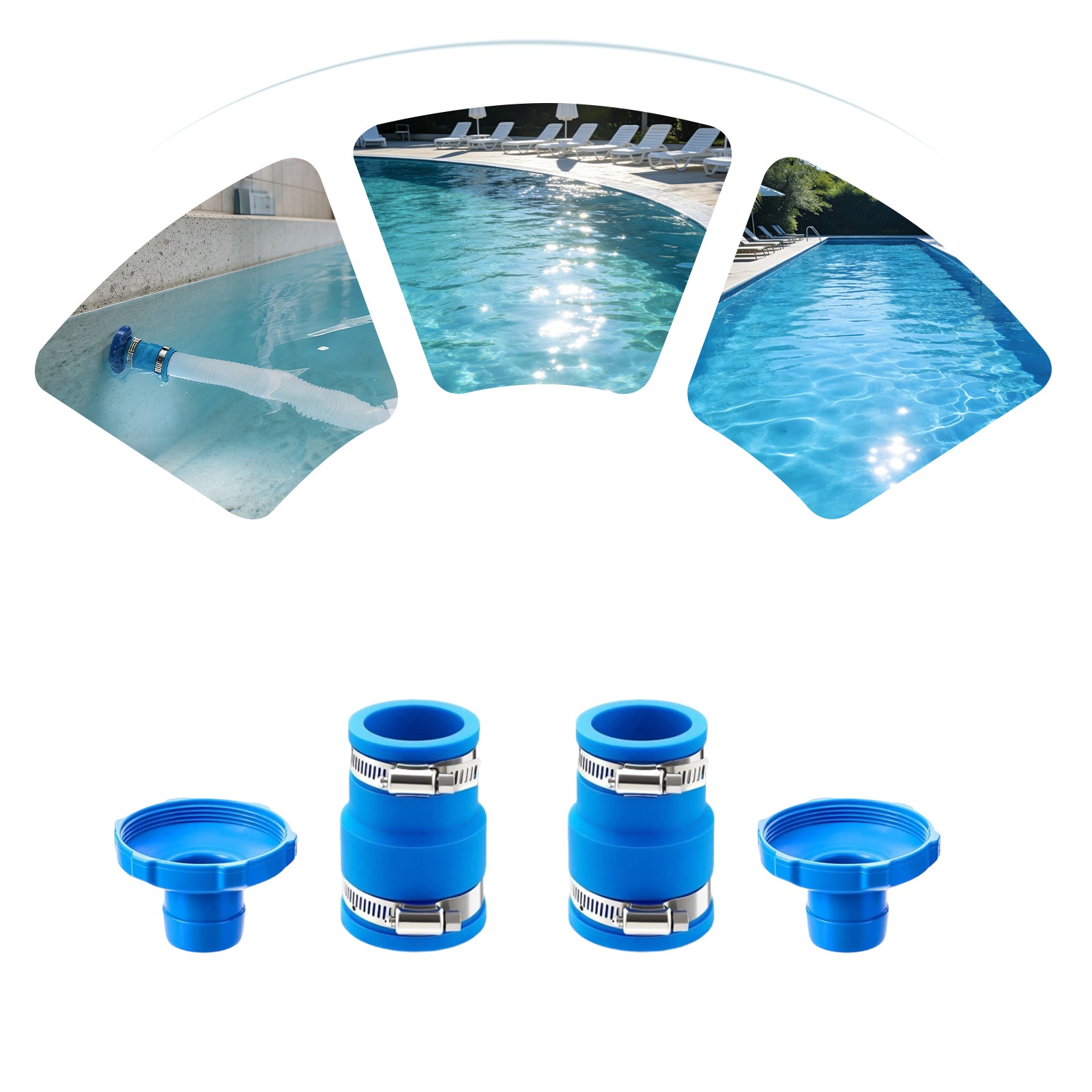 2pcsVacuum Hose Adapter, Pool Skimmer Hose Connector Kit, Swimming Pools Adapter