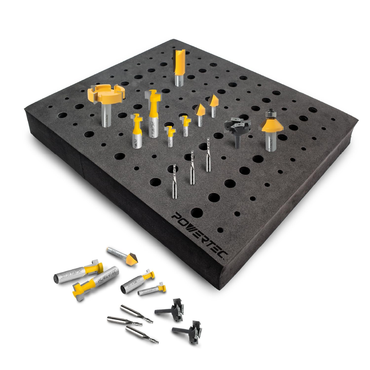 POWERTEC Router Bit Storage Inserts for 110 Bits, 50PCS 1/2" and 60PCS 1/4" S...