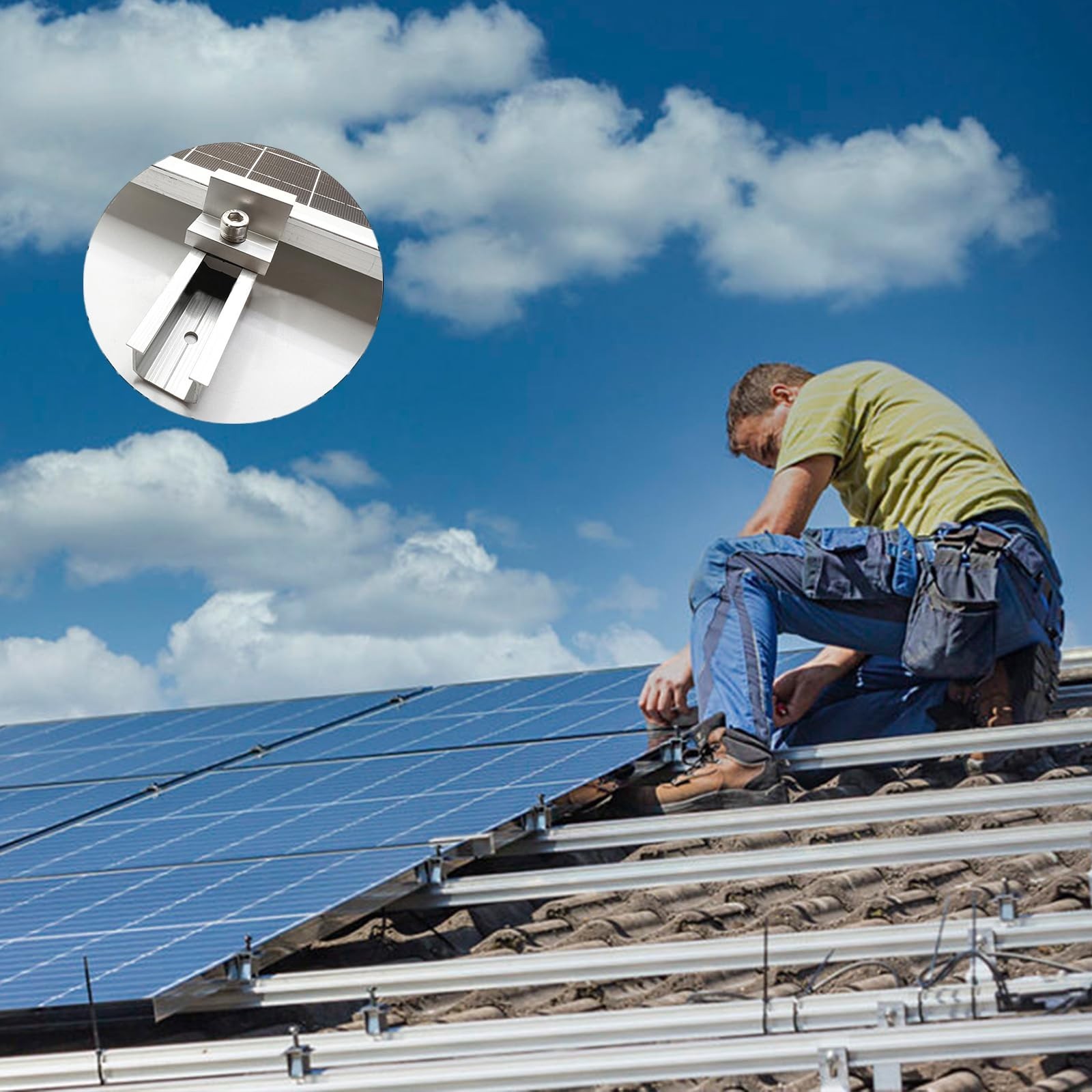 Solar Panel Bracket Kit, 6 Pcs Aluminium Mounting Rail 120mm, Solar Panel Mou...