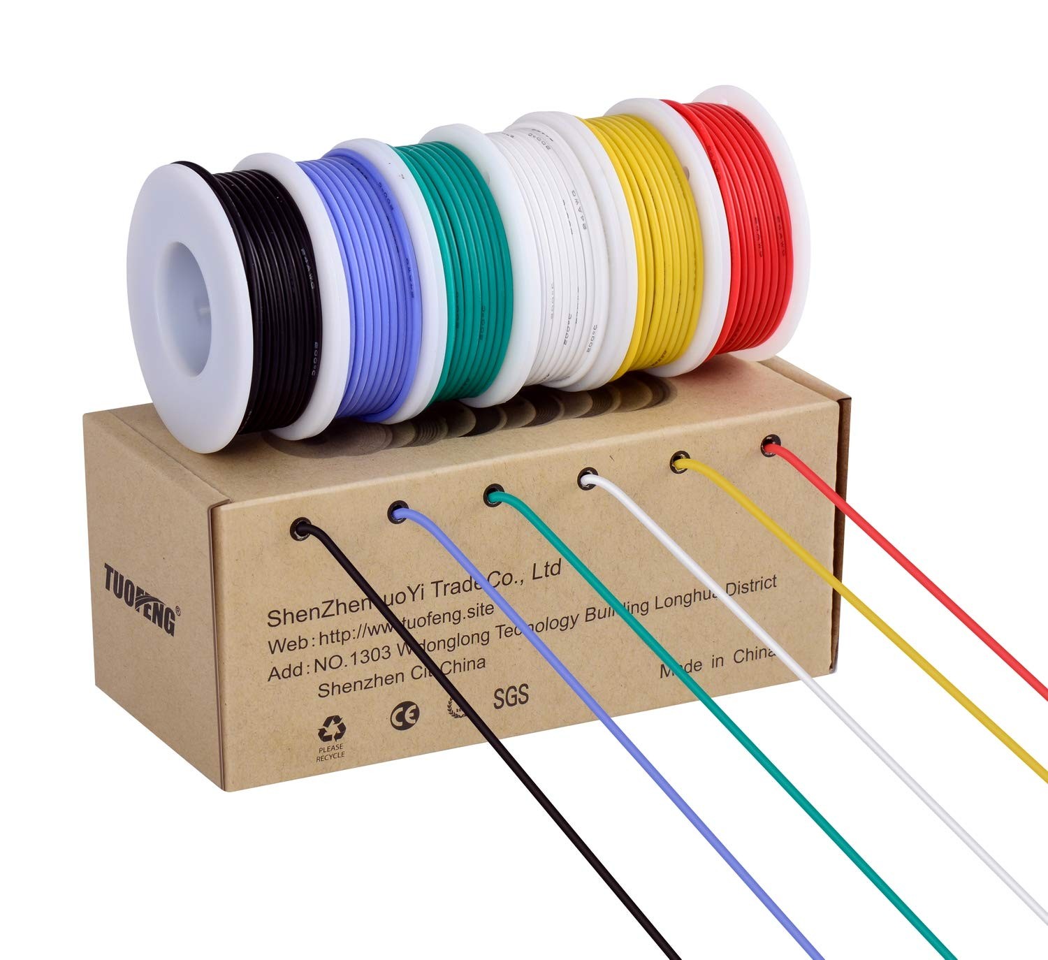 TUOFENG 18 18 AWG Silicone Stranded Wire 6 Colors 13.2ft Each, Multi-color