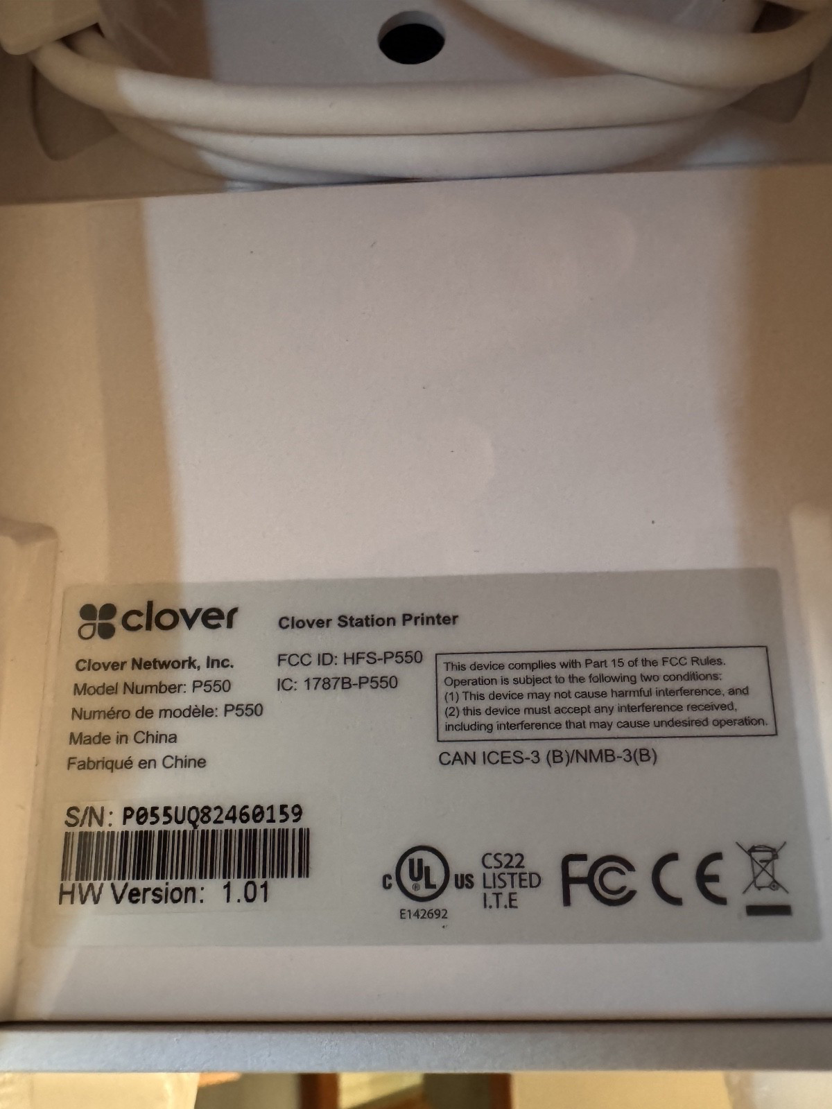 Clover P550 Station Printer POS Receipt Printer New Open Box Never Used