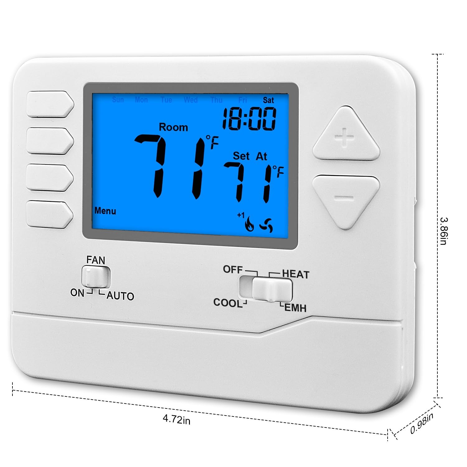 Suuwer Non-Programmable Heat Pump Thermostat for Off-white ( Blue Backlight )