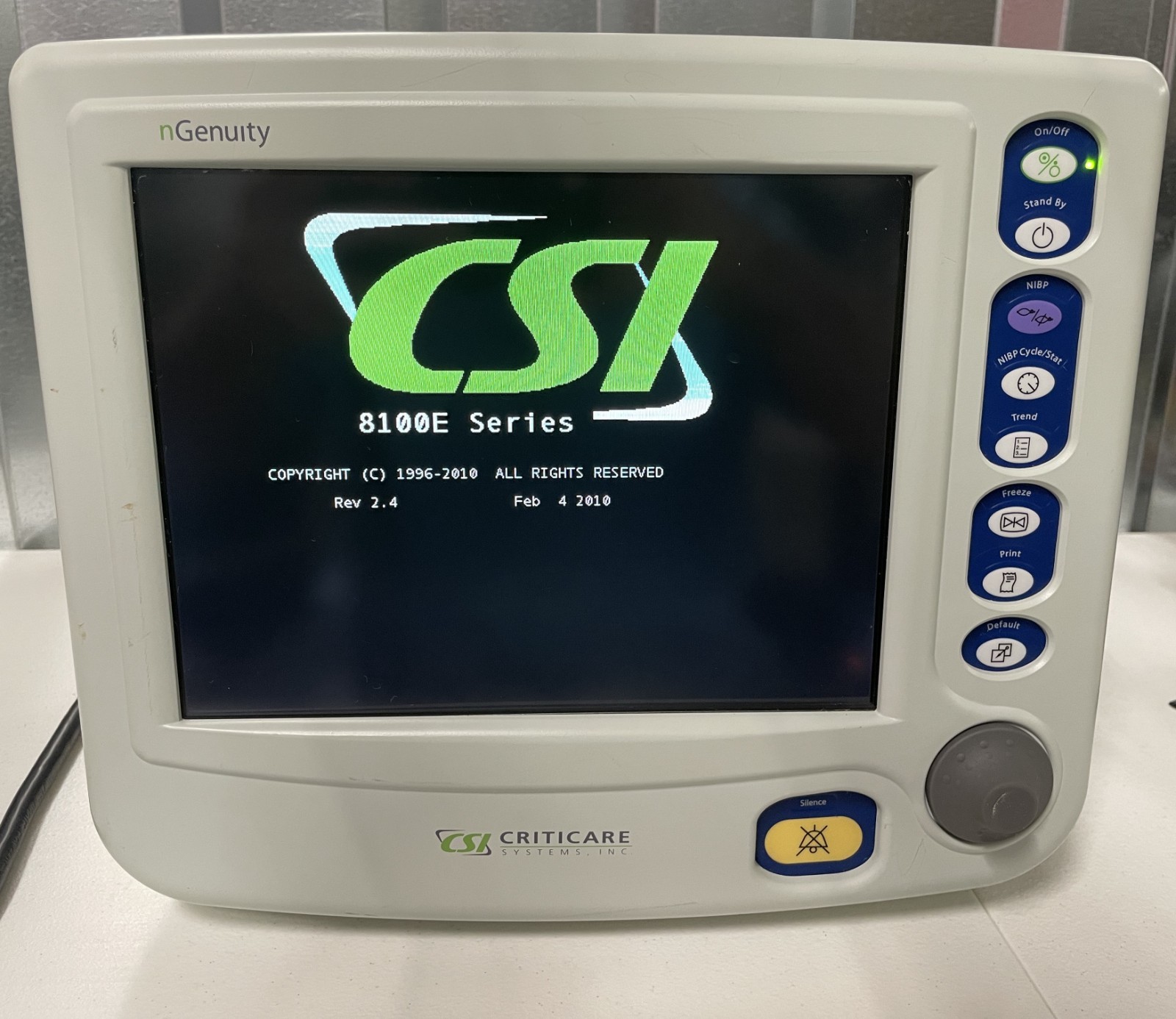CSI Criticare nGenuity 8100EP Patient Monitor - Powers on, no leads or accs.