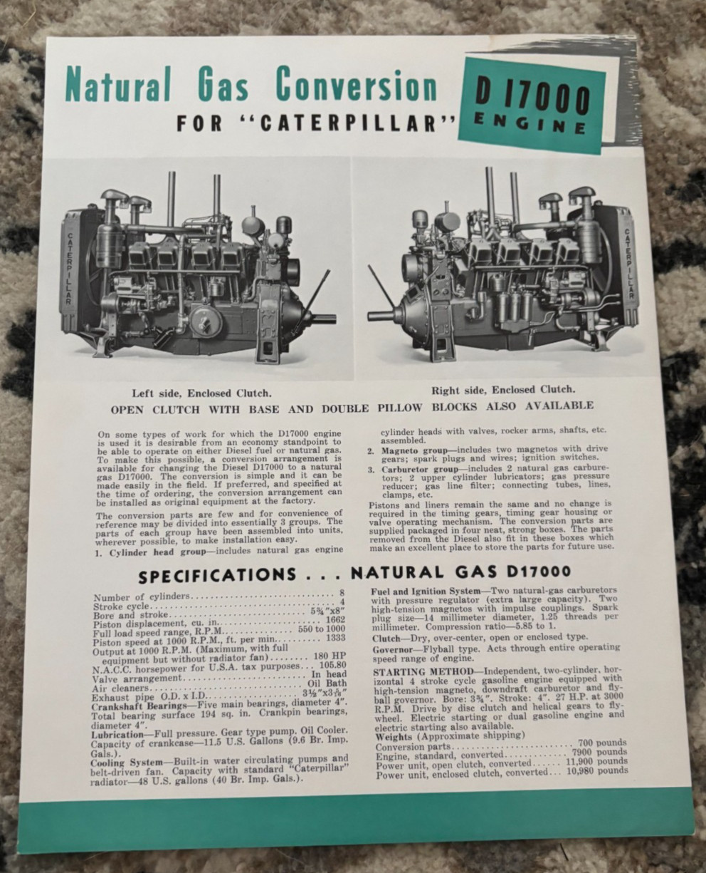 Caterpillar CAT Natural Gas Conversion For D17000 Engine Brochure DCPA25