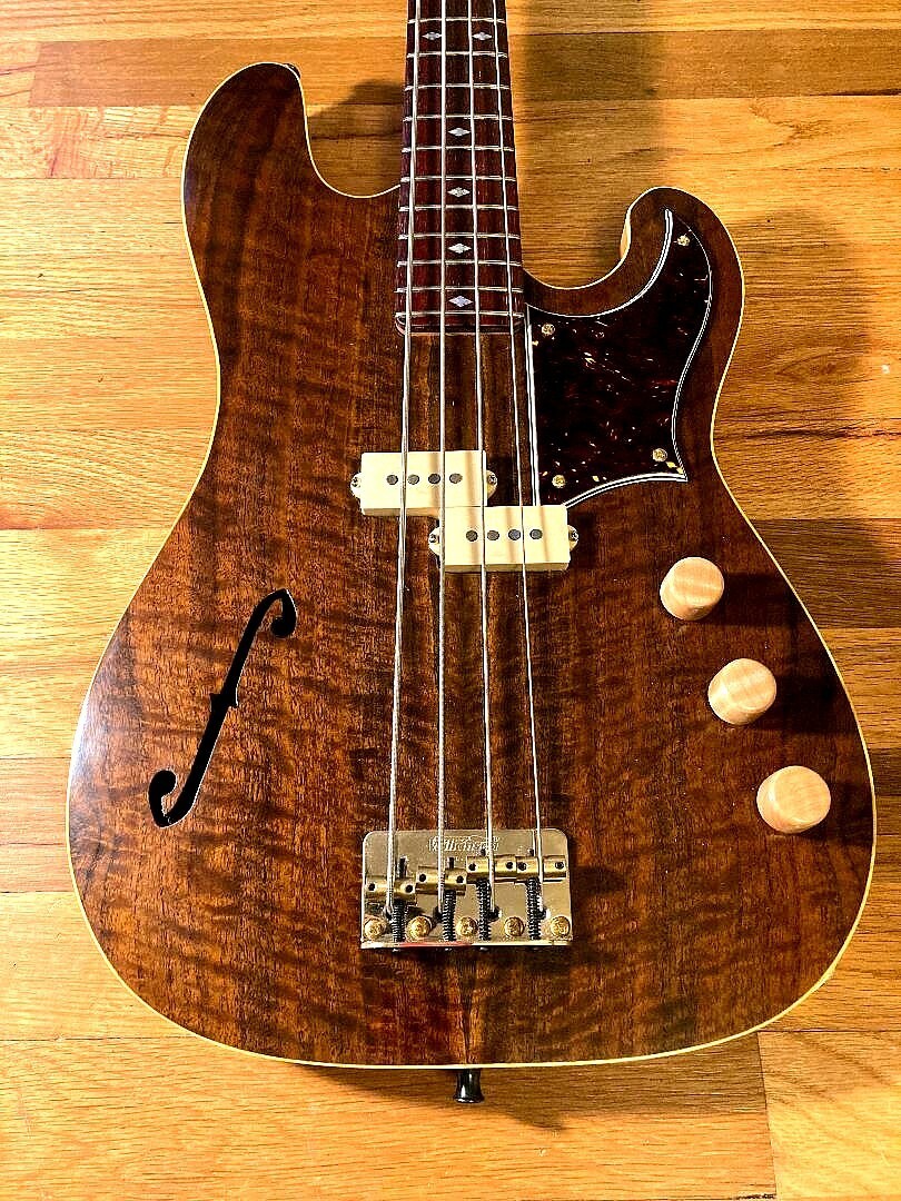 Custom Electric Bass Guitar by Luthier, Colin Warling. Walnut, Padauk, Maple
