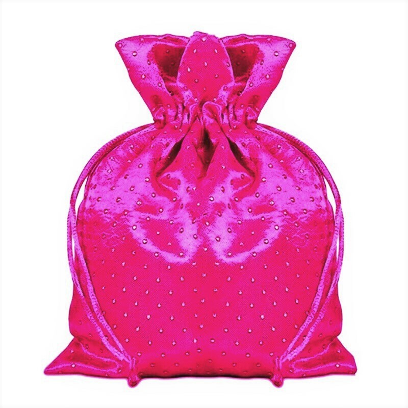 New 5 x 7 Satin with Faux Pearl Dice Bag - Pink