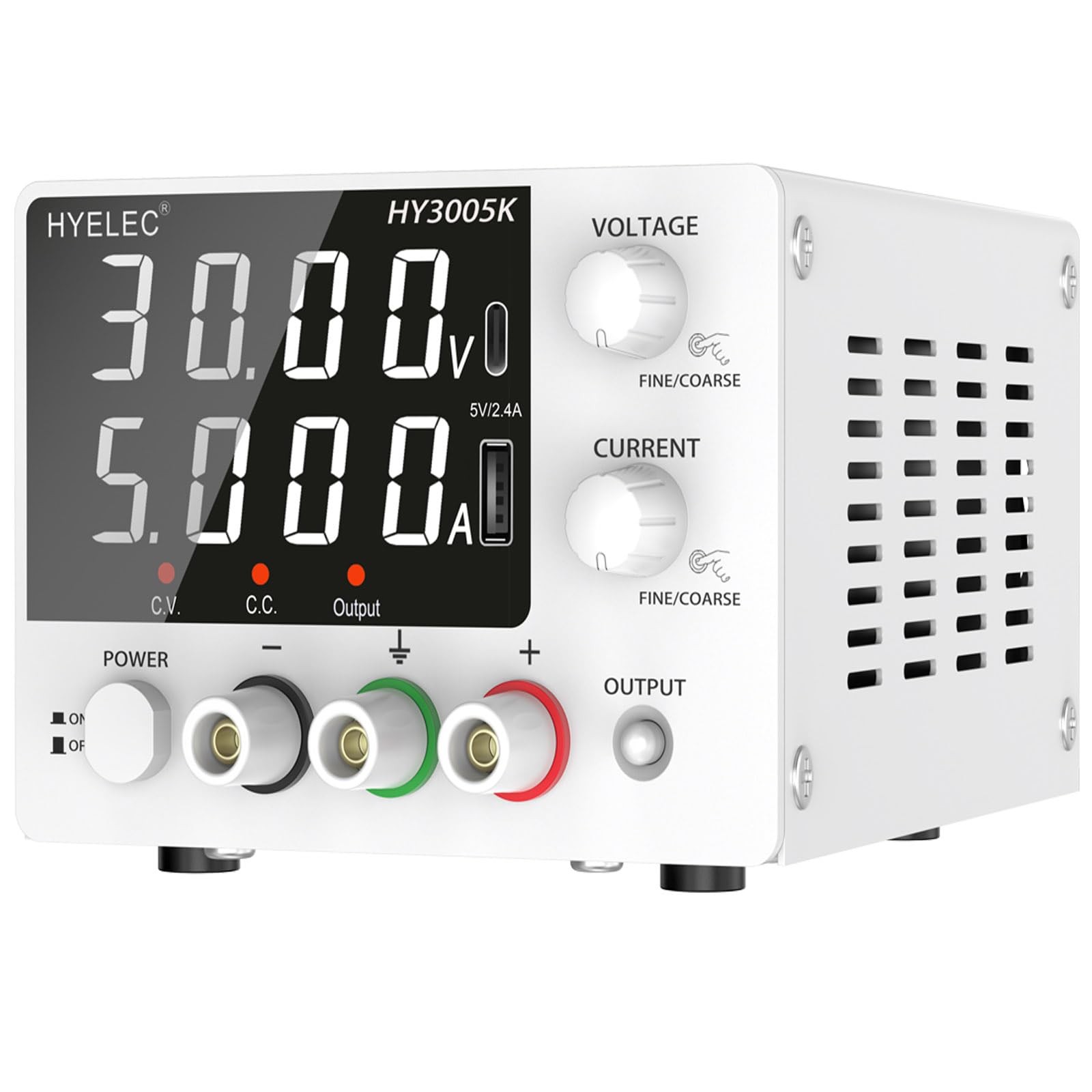 Variable DC Power Supply 030V 05A Bench Power Encoder 4Digit LED TypeC