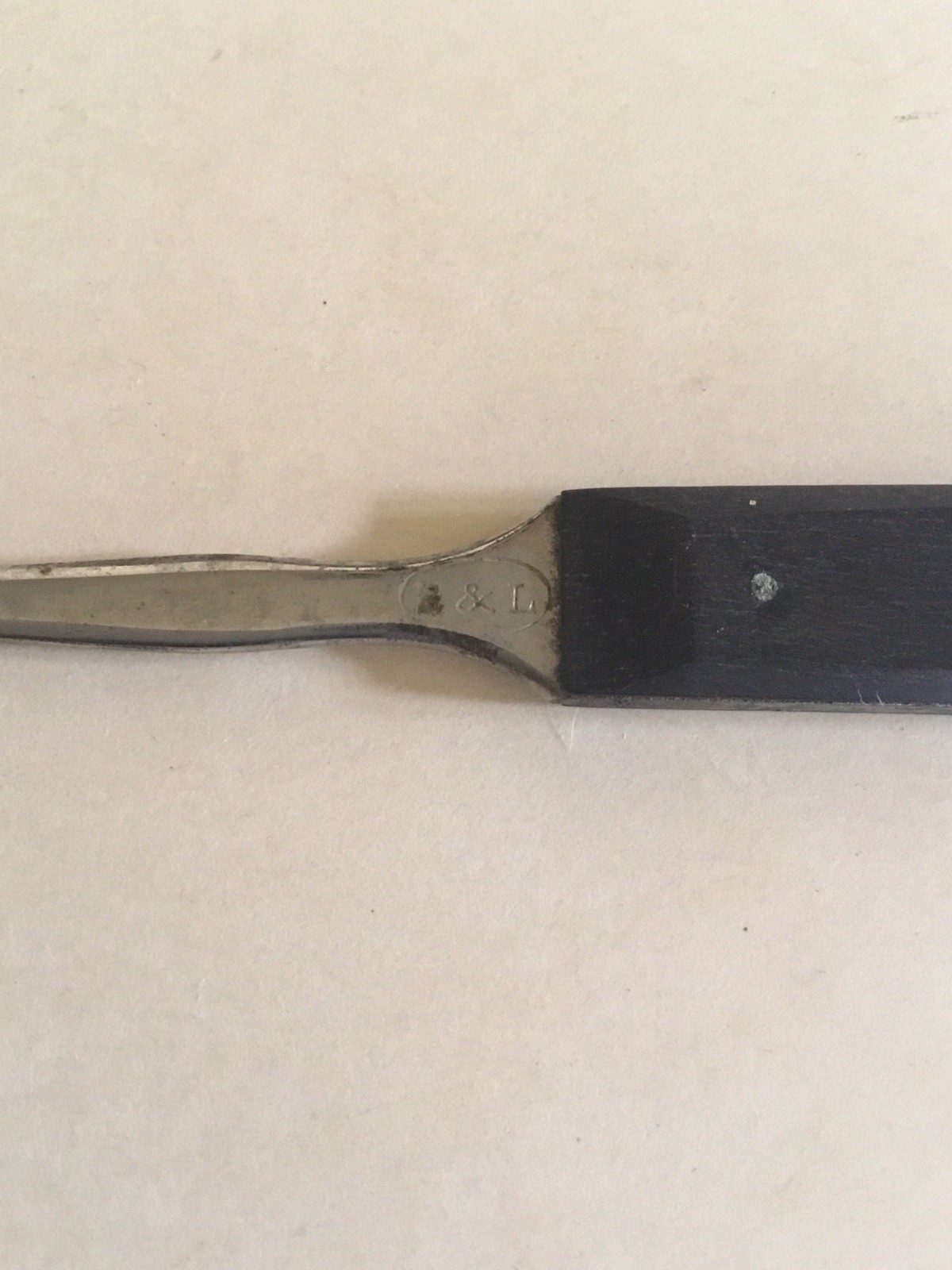 2 ANTIQUE BAUSCH & LOMB EBONY HANDLE TOOLS W/CASE PLUS TWO INSTRUMENTS, 4 TOTAL