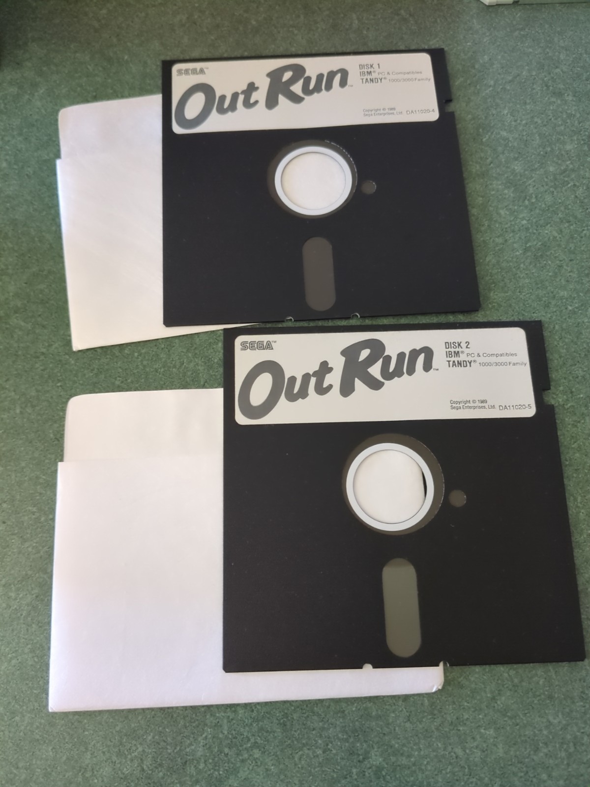 1989 Sega Out Run Floppy Disks Computer Game 5.25 Floppy IBM Tandy DOS Vintage