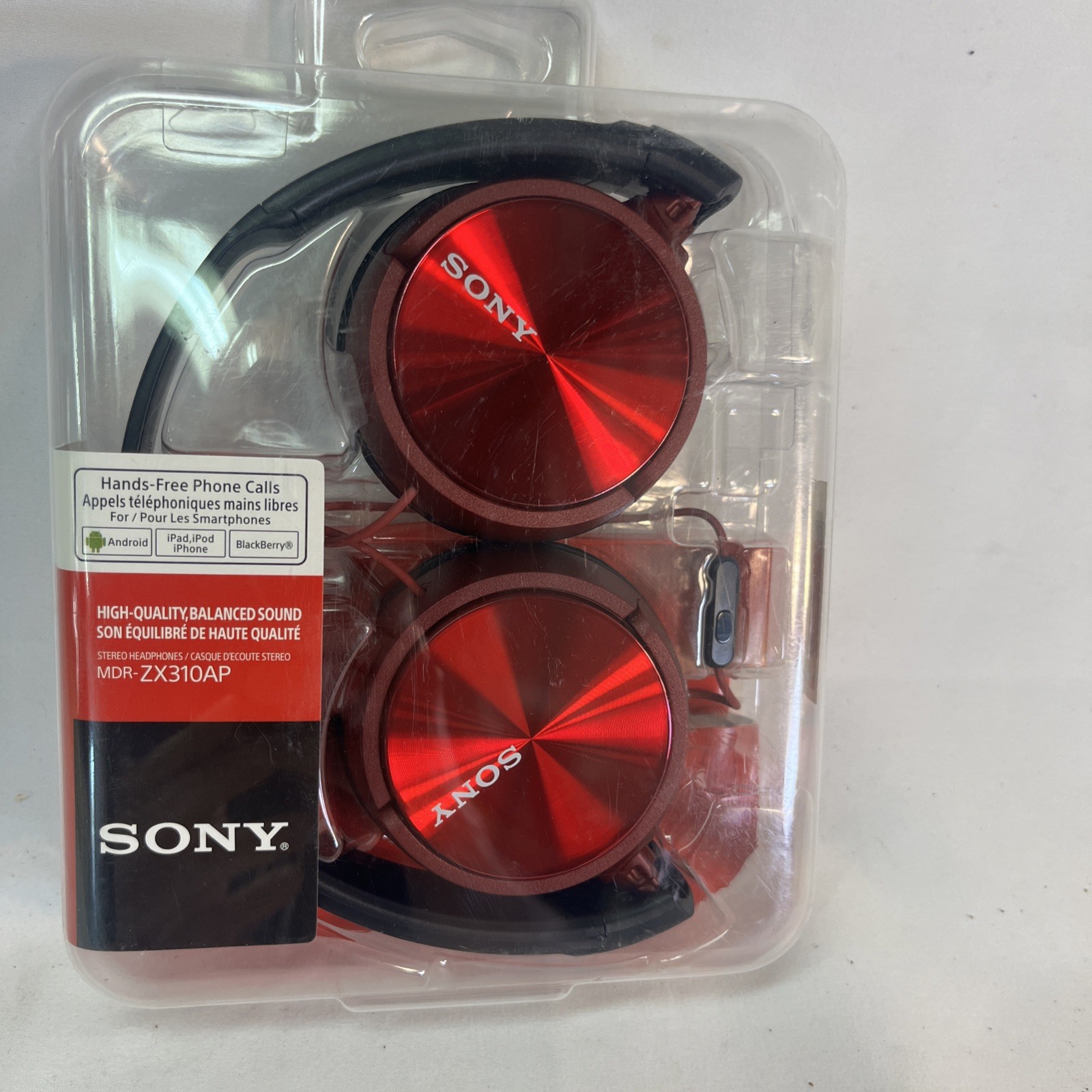 Sony MDR-ZX310AP Hands Free Headphones Red New In Package
