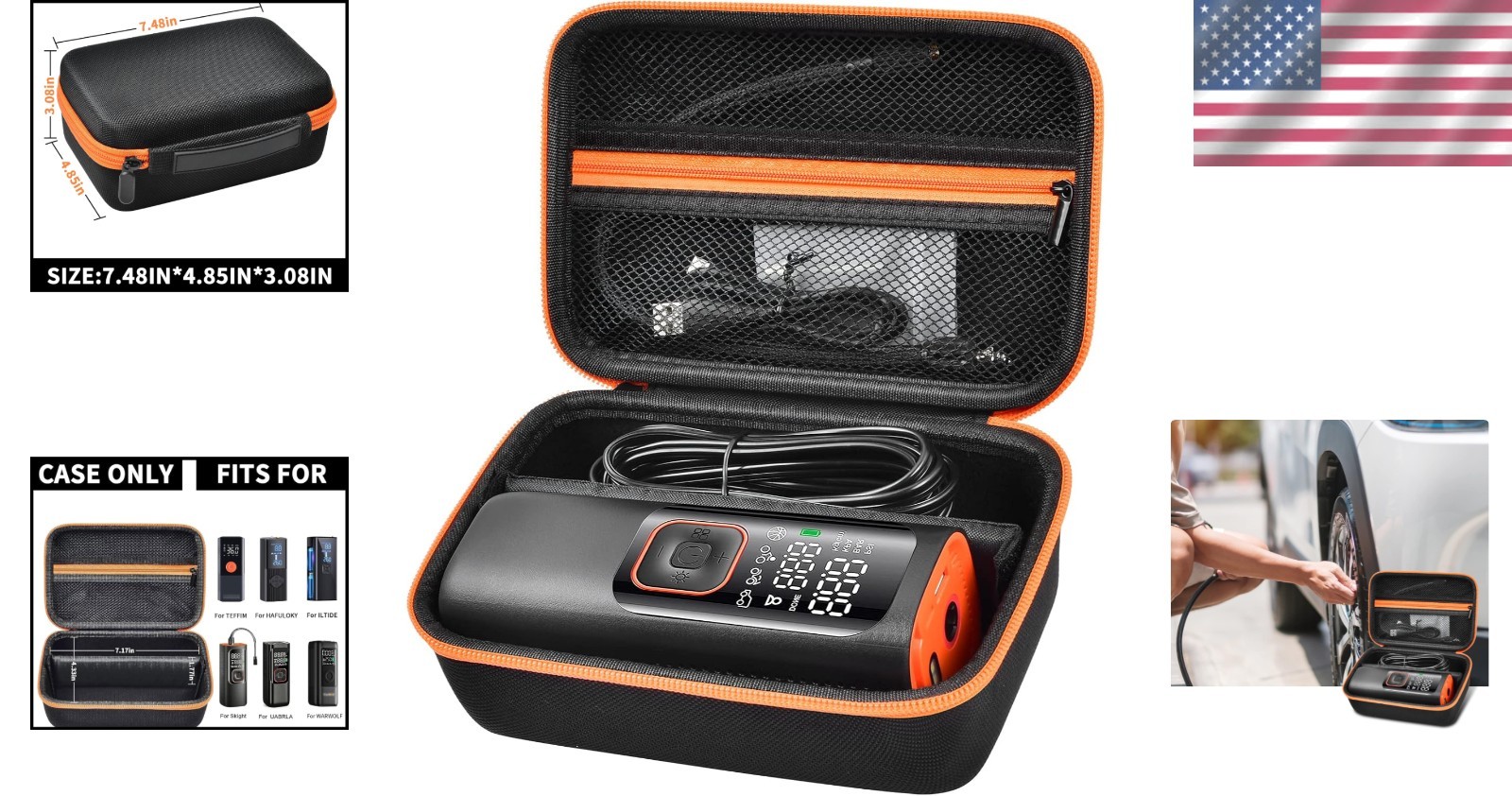 Portable Air Compressor Storage Case with Adjustable Dividers - Black Elegance