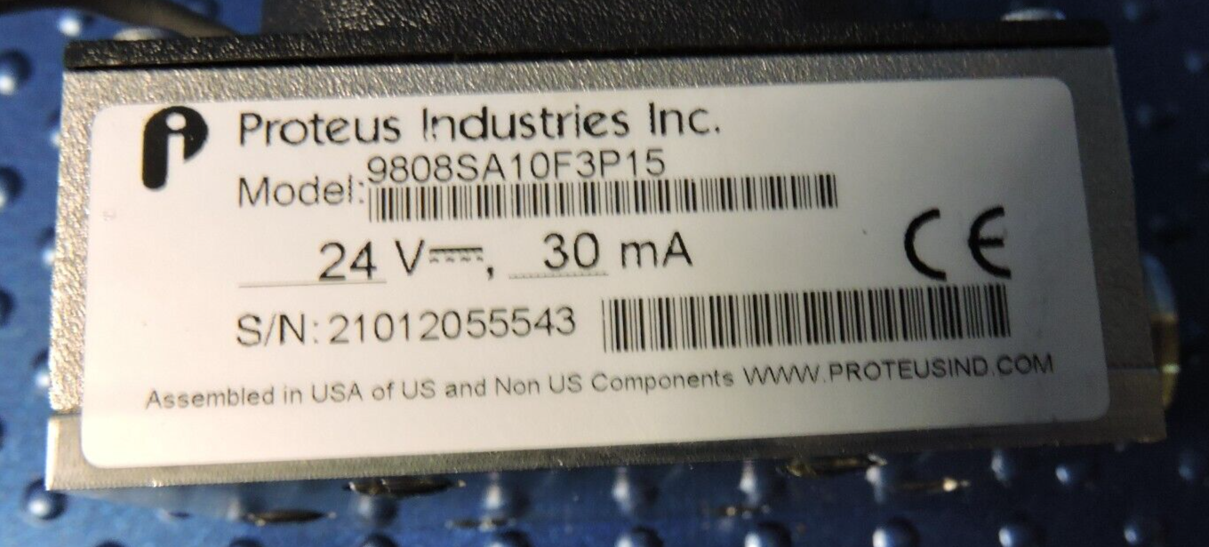 NEW Proteus Industries 9808SA10F3P15 Fluid Flow Switch / Applied Materials AMAT