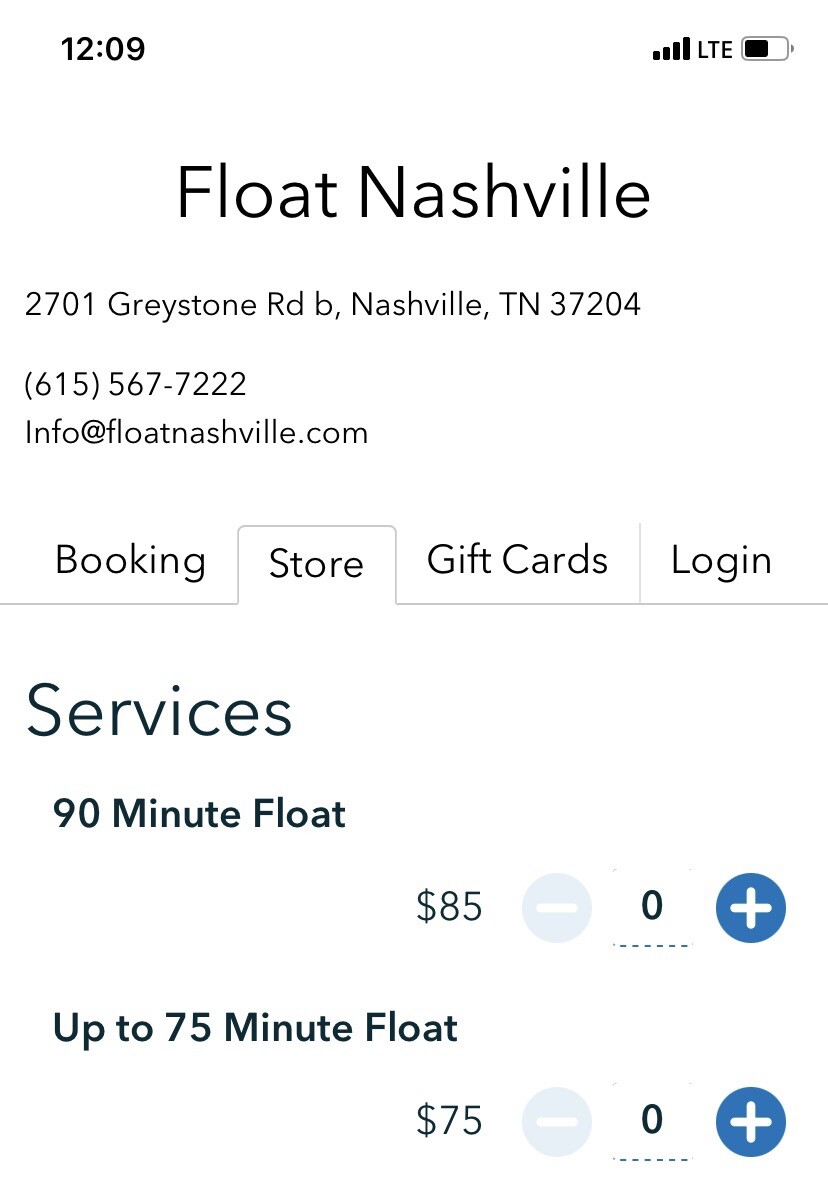 Float Nashville gift cards