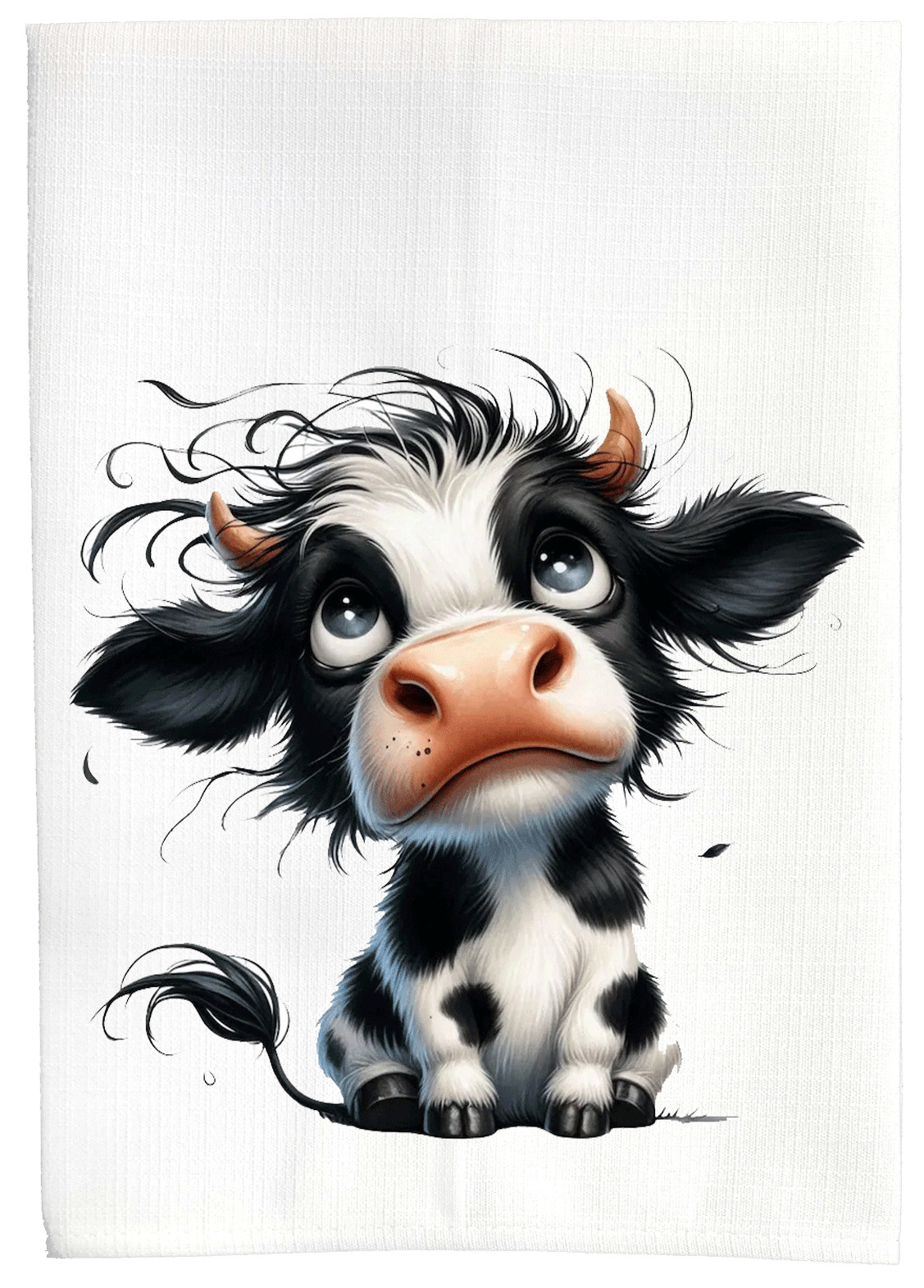 Cow Guernsey Calf Animal Cute Farmhouse Kitchen Bath White Linen Towel DZ253L