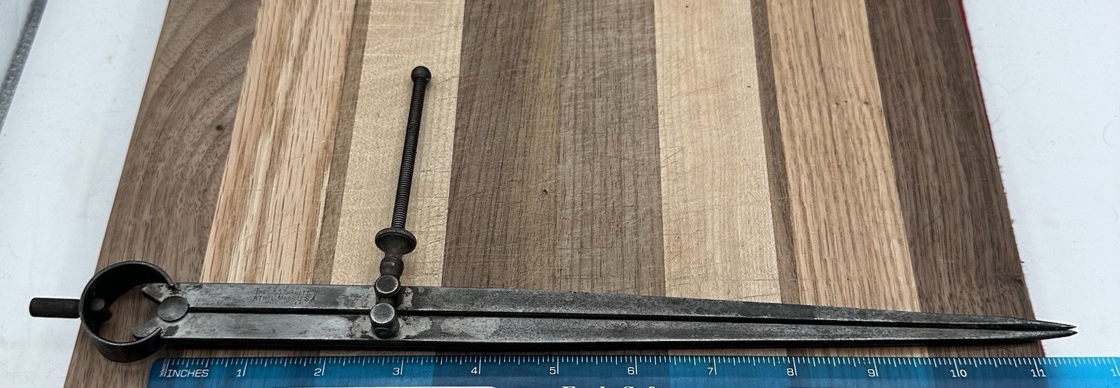 Vintage L. S. Starrett Co. Large 11" Flat Leg Spring Compass Divider Tool