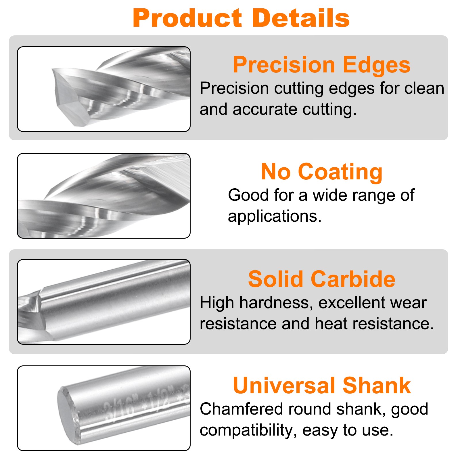 Spiral Router Bit 3/16"x1/2"x3/16"x2" 1 Flute Solid Carbide CNC End Mill